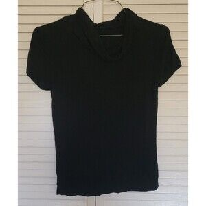 Black Short Sleeve Cowl Neck Cozy Warm Top by Miroa (M)